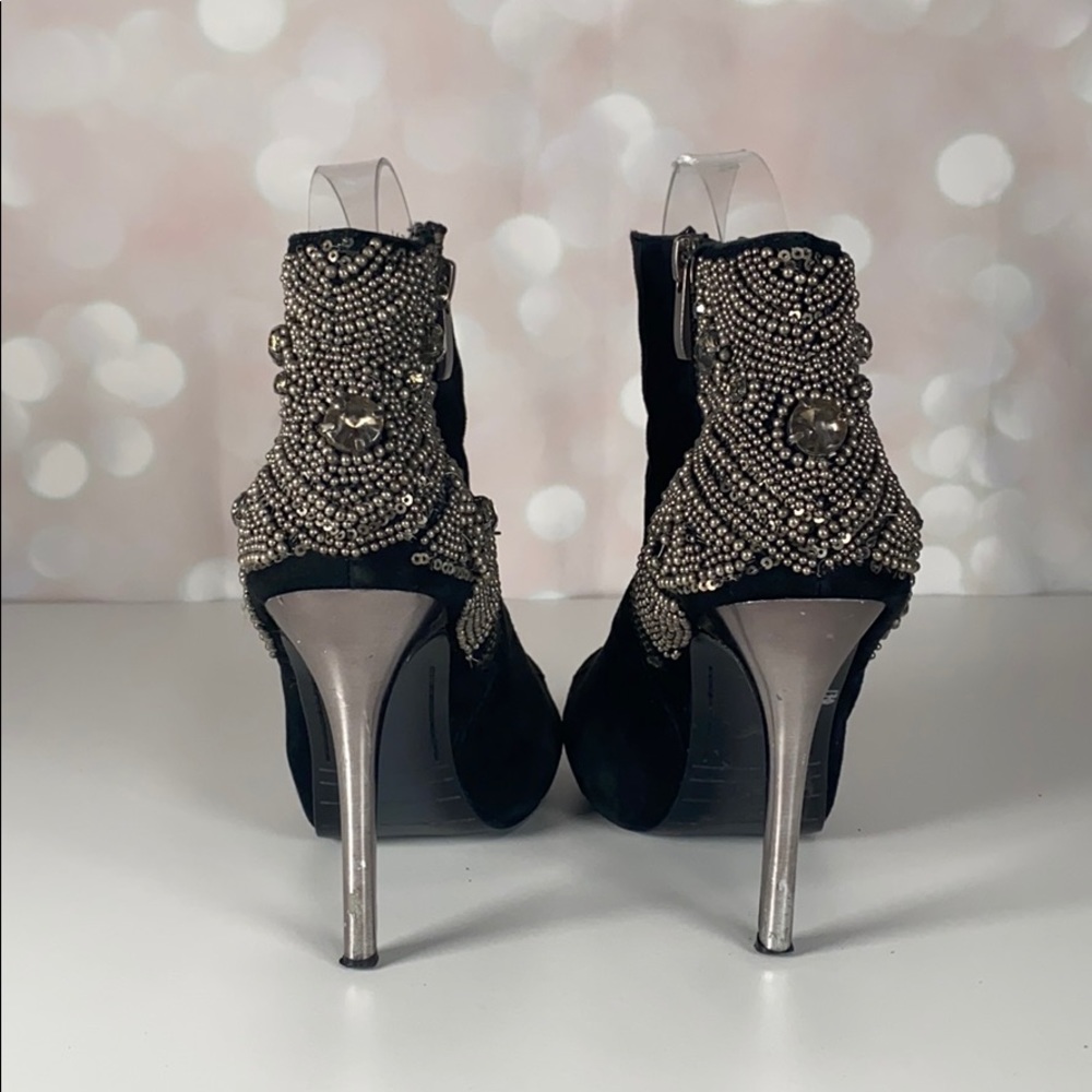 SAM EDELMAN “QUANTAM” Embellished Laced Suede Heel - Picture 7 of 16